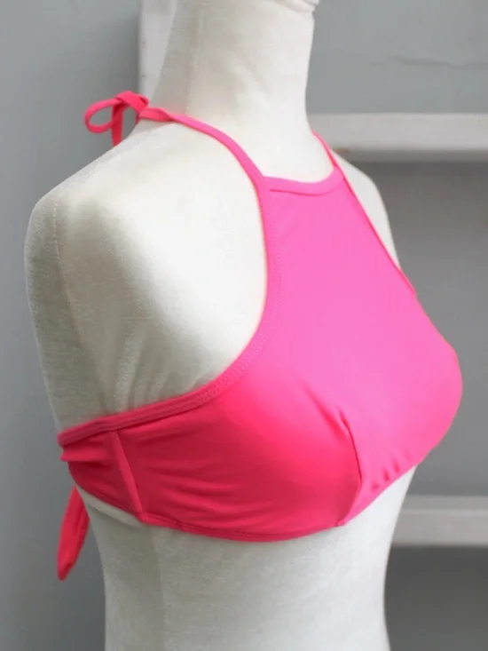 South Beach ASOS Neon Pink High-Neck Bikini Swim Top Size 40EU / 12UK / 8 US - Picture 2 of 5